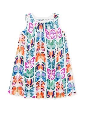Tea Collection Girls Trapeze Dress Mariposas Pintadas Butterfly Print Cotton